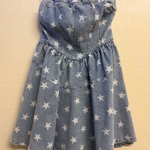 Strapless Denim Star Print Dress
